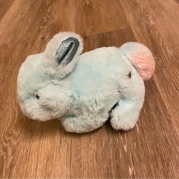 FAO Schwarz Plush Blue Bunny Soft Pastels Rainbow Tail Glitter Ears 8-9” NWOT - Picture 6 of 10